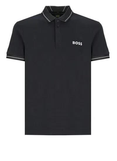 Hugo Boss Boss Green T-shirts And Polos Blue In Black