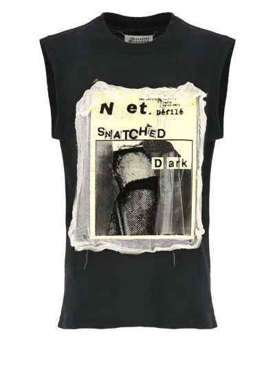 Maison Margiela Embellished Sleeveless T-shirt In Black