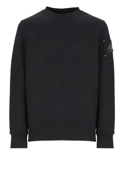 Moose Knuckles Logo Patch Crewneck Sweatshirt In Black