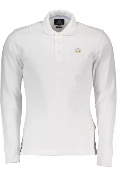 La Martina Elegant Slim Fit Long-sleeved Polo Men's Shirt In White