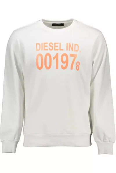 Diesel Crisp Printed Cotton Men's Sweatshirt In White