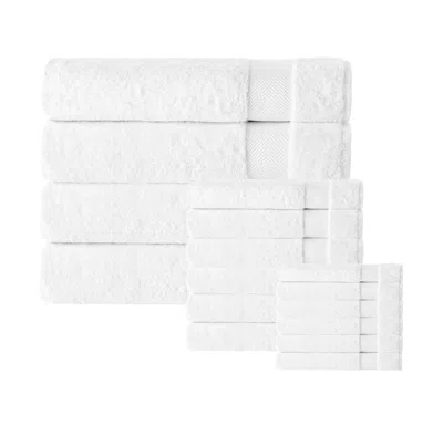 Enchante Home Kansas Turkish Cotton 16 Pcs Towel Set In White
