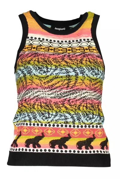 Desigual Chic Wide-shoulder Tank With Contrasting Women's Details In Black