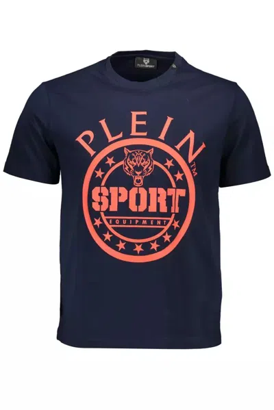 Plein Sport Elevated Cotton Tee With Signature Men's Details In Blue