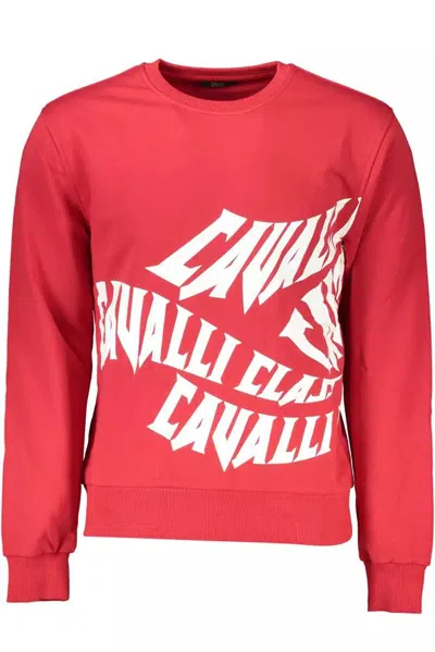 Cavalli Class Elegant Round Neck Men's Sweater In Pink