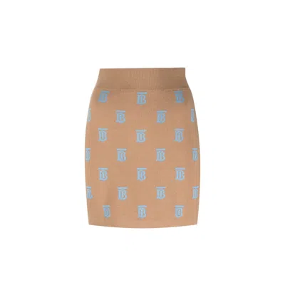 Burberry Wool And Silk Skirt In Beige