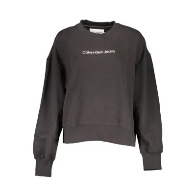 Calvin Klein Elegant Long Sleeve Crew Neck Women's Sweatshirt In Black