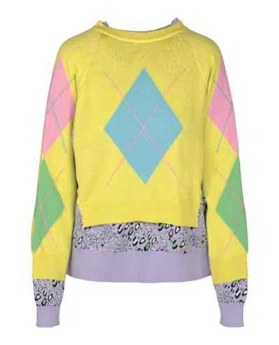 Versace Patterned Twofer Sweater In Yellow