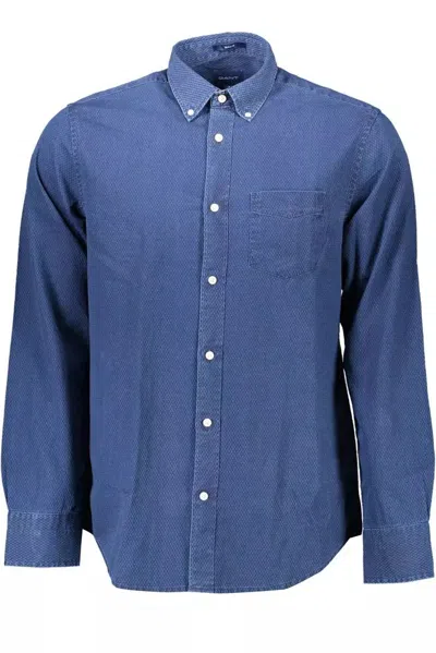 Gant Cotton Regular Fit Men's Men's Shirt In Blue