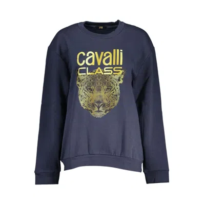 Cavalli Class Elegant Fleece Crew Neck Women's Sweatshirt In Blue
