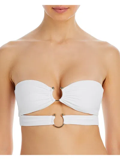 Jade Swim Eva Top Womens Solid Nylon Bikini Swim Top In White