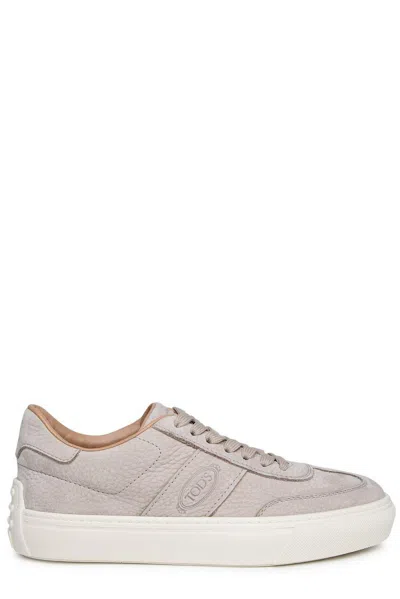 Tod's Round Toe Lace-up Sneakers In Beige