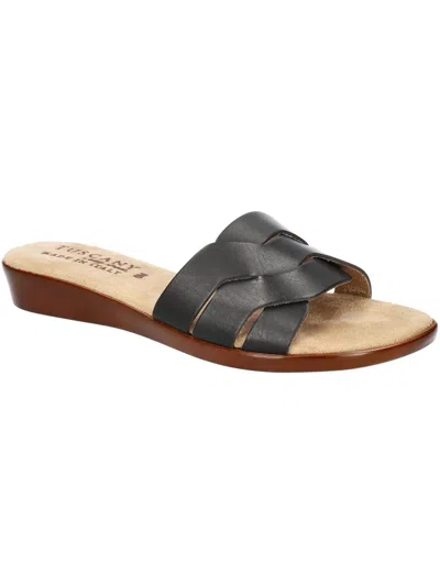 Tuscany By Easy Street® Nicia Womens Faux Leather Slide Sandals In Black