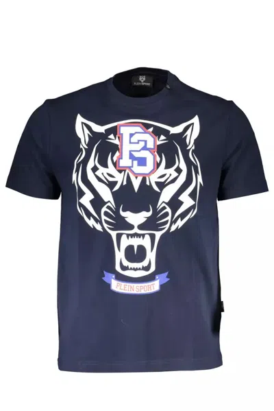 Plein Sport Electric Cotton Tee With Exclusive Men's Print In Blue