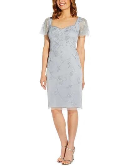 Papell Studio By Adrianna Papell Womens Embellished Polyester Cocktail And Party Dress In Grey