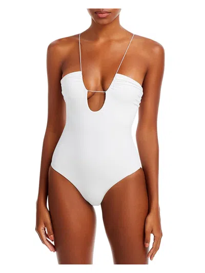 Jade Swim Womens Solid Nylon One-piece Swimsuit In White