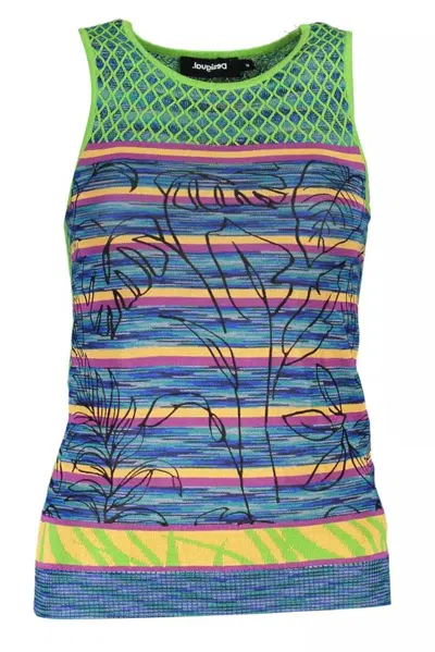 Desigual Chic Contrasting Tank Women's Top In Green