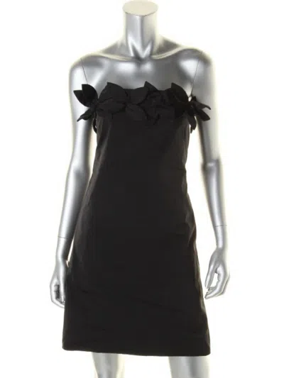 Dkny Womens Strapless Flower Detail Cocktail Dress In Black