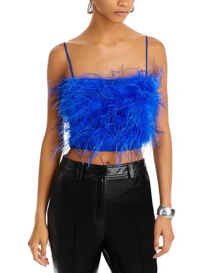 Lucy Paris Milly Womens Feathers Crop Blouse In Blue