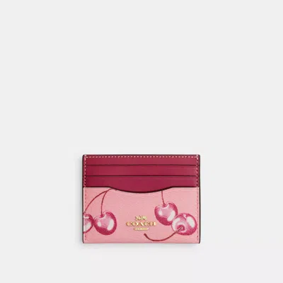 Coach Outlet Slim Id Card Case With Cherry Print In Multi