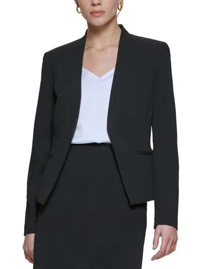 Calvin Klein Womens Asymmetric Polyester Open-front Blazer In Black