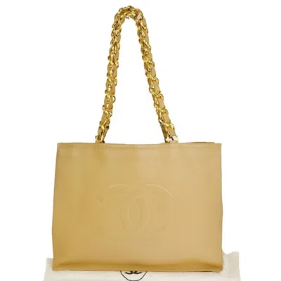 Pre-owned Chanel Shopping Leather Shoulder Bag () In Beige