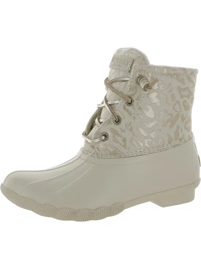 Sperry Women's Saltwater Waterproof Duck Boots, Created For Macy's In Silver