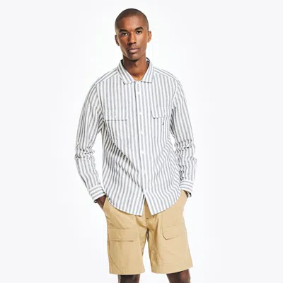 Nautica Mens Sustainably Crafted Striped Shirt In White