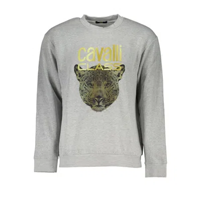 Cavalli Class Elegant Crew Neck Designer Men's Sweatshirt In Grey