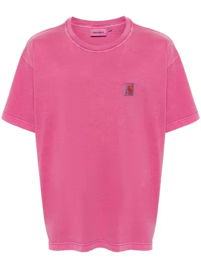 Carhartt Nelson Logo-patch Cotton T-shirt In Pink