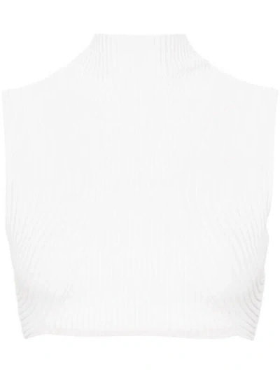 Chloé Ribbed-knit Cropped Top In Iconic Milk