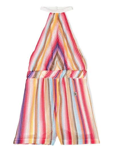Missoni Kids' Intarsia-knit Striped Jumpsuit In Multicolour