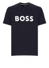 Hugo Boss Tiburt 354 Logo Cotton T-shirt In Dark Blue