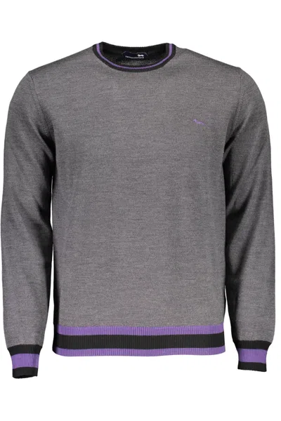 Harmont & Blaine Elegant Wool Sweater With Contrasting Men's Embroidery In Grey