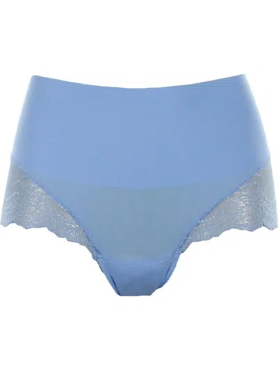 Spanx Womens Lace Trim Hi-cut Hiphugger Panty In Blue