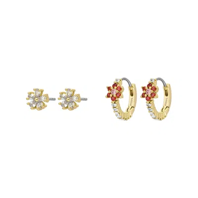 Fossil Women's Garden Party Multicolor Crystals Earrings Set In Silver