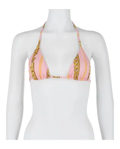 Versace Chain Link Bikini Top In White