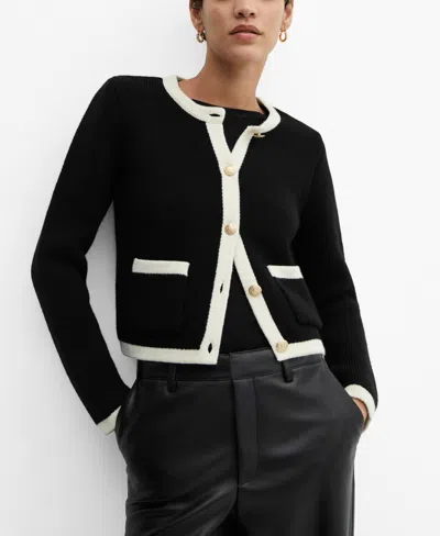 Mango Knitted Buttoned Jacket Black
