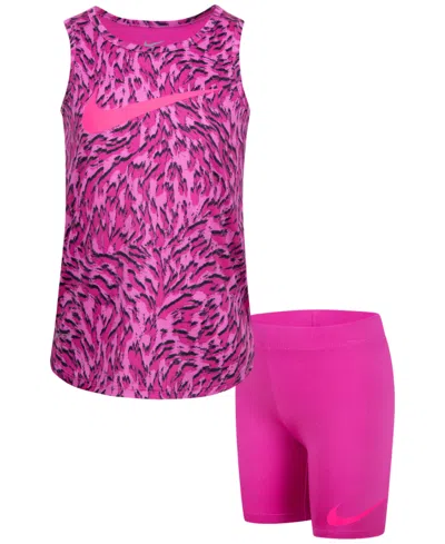 Nike Kids' Little Girls Veneer Tank Top And Shorts Set In Pink