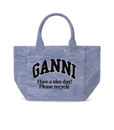 Ganni Washed Blue Small Shopping Bag