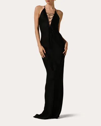 Kiki De Montparnasse Women's Lace-up Maxi Dress In Black