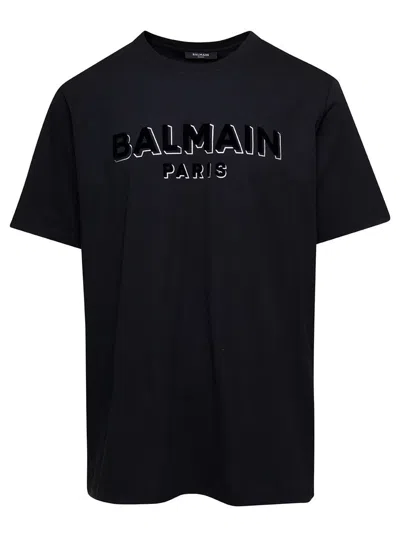 Balmain Flock & Foil T-shirt - Bulky Fit In Black