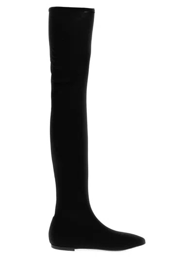 Dolce & Gabbana Over-the-knee Jersey Boots In Black
