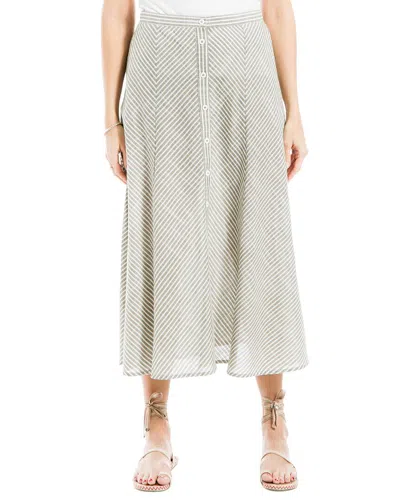 Max Studio Yarn Dyed Button Front Maxi Skirt In Off White/olive Chevron
