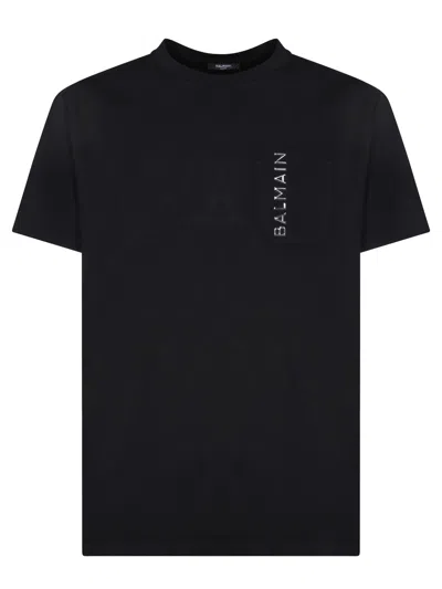 Balmain Black Laminated Logo T-shirt