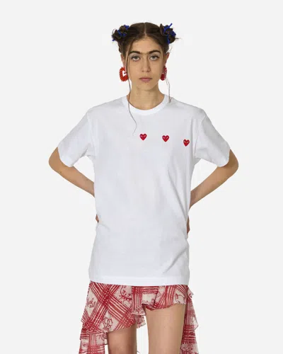 Comme Des Garçons Play Triple-heart Cotton T-shirt In White