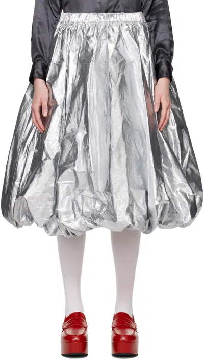 Black Comme Des Garçons Metallic-effect Puffball Skirt In Silver