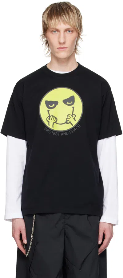 Undercover Smiley Graphic-print Cotton T-shirt In Black