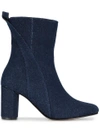 GANNI GANNI DENIM JOAN 75 MID CALF BOOTS - BLUE,4434JOAN63012332044