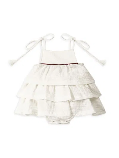 Omamimini Baby Girl's Tiered Gauze Dress In Off White